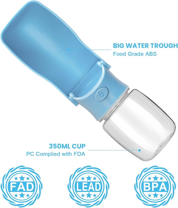 Portable Dog Water Bottle, Foldable, 12oz, SkyBlue
