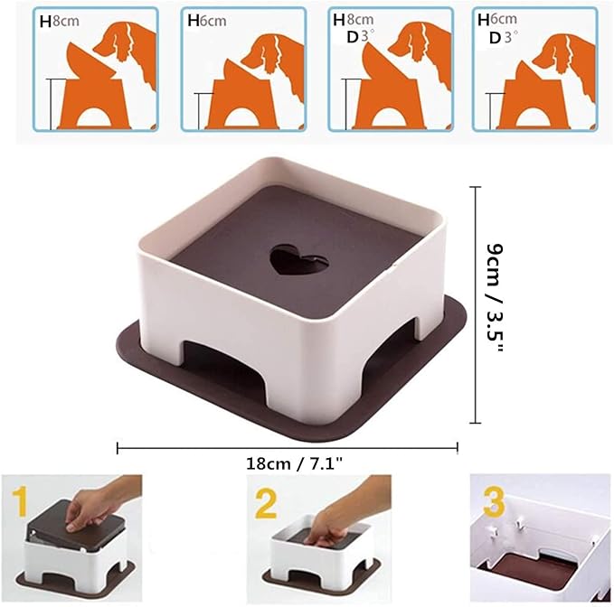 Bulldog Bowl Anti-Slip Dog Cat Dish Detachable Dog Bowls Pet Sterile Tilted Pet Feeder Slope Base (Black,Ceramic - 1.5 Cup