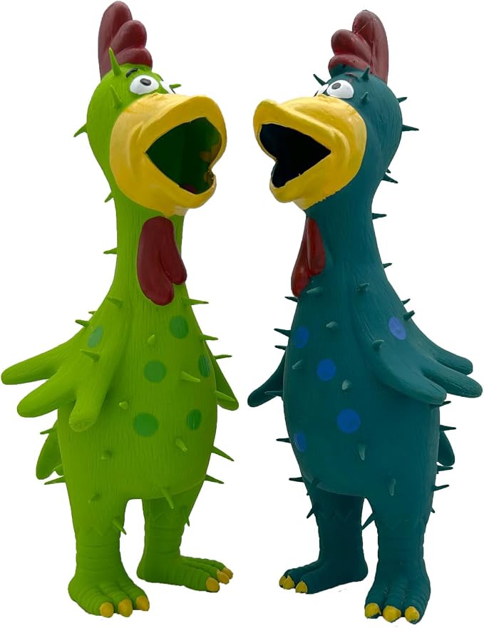 2 Pack 10 Inch Latex Polka dot Burr Chicken Dog Toys that Oinks for Medium Large Dogs