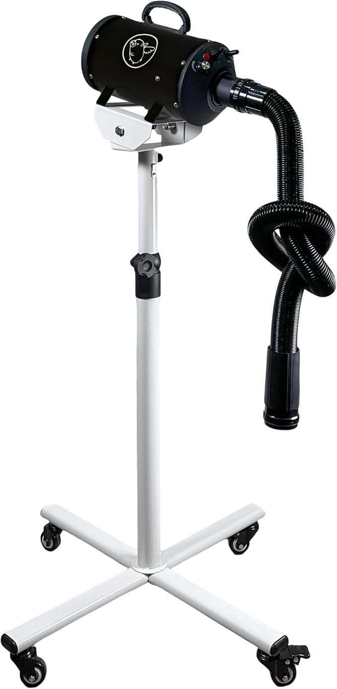 Flying Pig High Velocity Dog Pet Stand Grooming Dryer w/Variable Air Speed & Heat (Black w/White Logo)