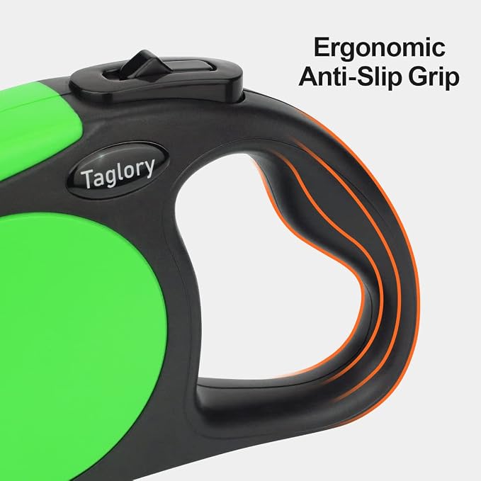 Taglory Retractable Dog Leash, One-Handed Brake, 16ft, Up to 44 lbs, Green | More Freedom While Staying in Control, Smooth Retraction, Tangle-Free Design, Easy-Grip Handle, Daily Neighborhood Walks