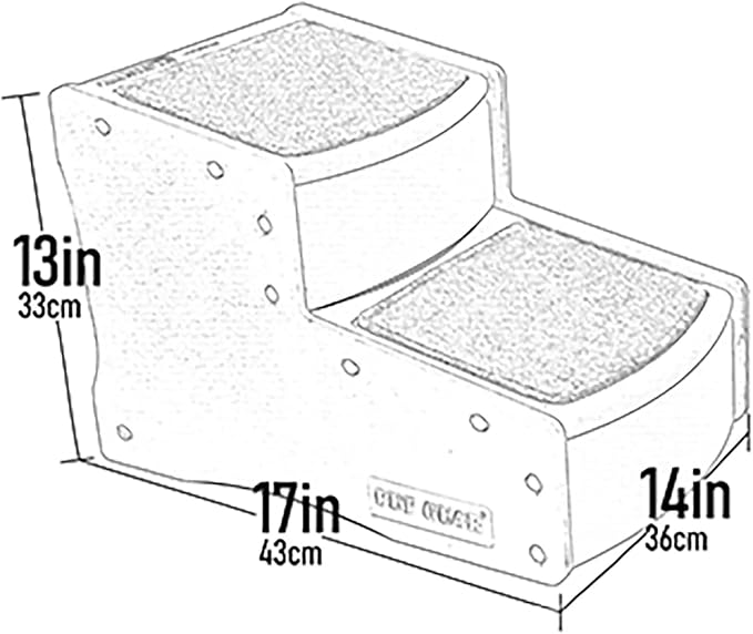 Pet Gear Easy Step II Pet Stairs, 2 Step for Cats/Dogs up to 75-pounds, Portable, Removable Washable Carpet Tread, No Tools Required, Wheat