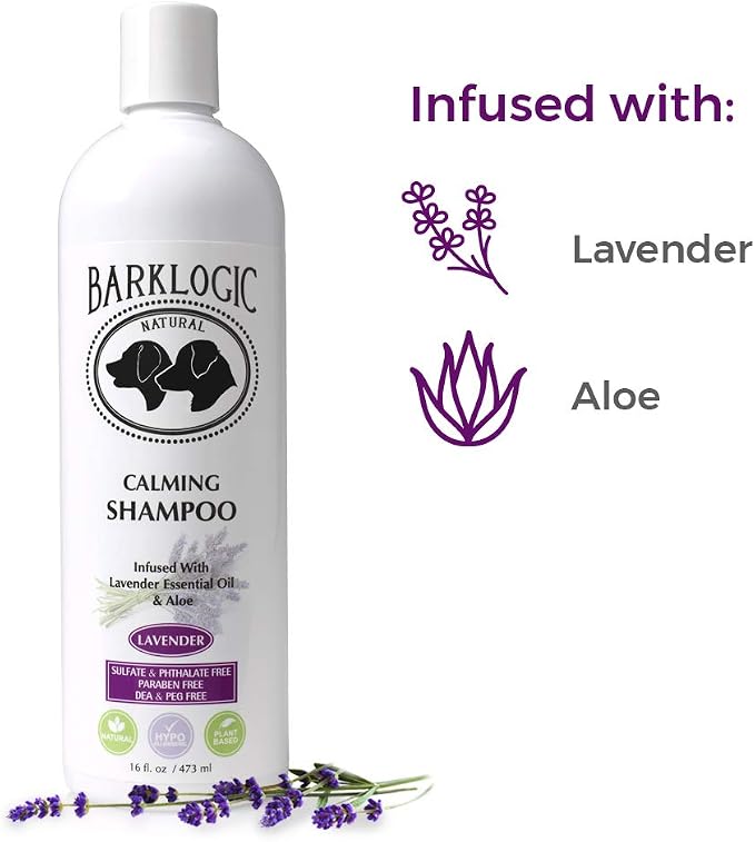 BarkLogic Dog & Puppy Calming Shampoo, 16oz, Lavender, Made in USA