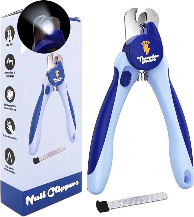 LED Dog Nail Clippers with Protective Guard - Blue
