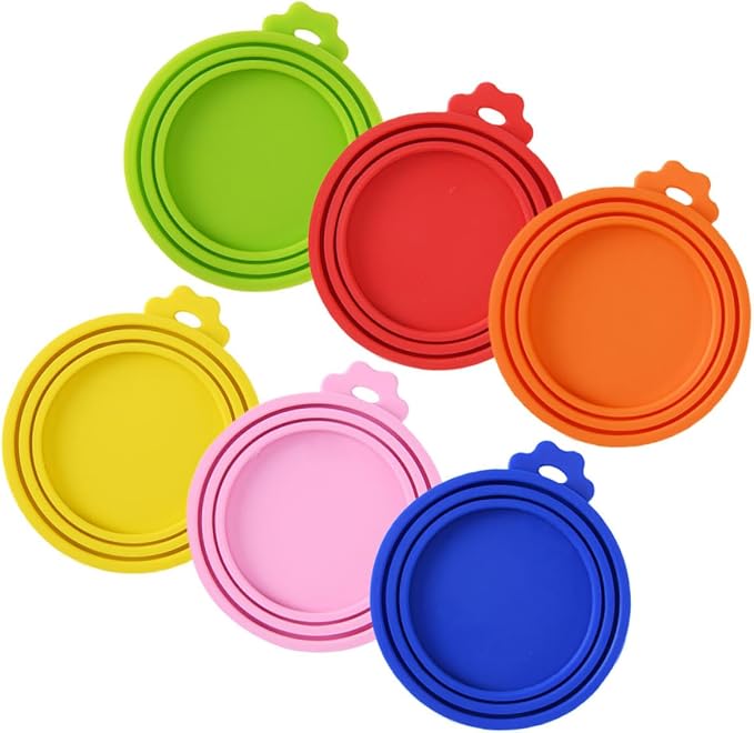 Ciieeo 6pcs Silicone Pet Food Can Lids Dishwasher for Dog Cat Cans Flexible for Yogurt Soda Containers Maintain Freshness