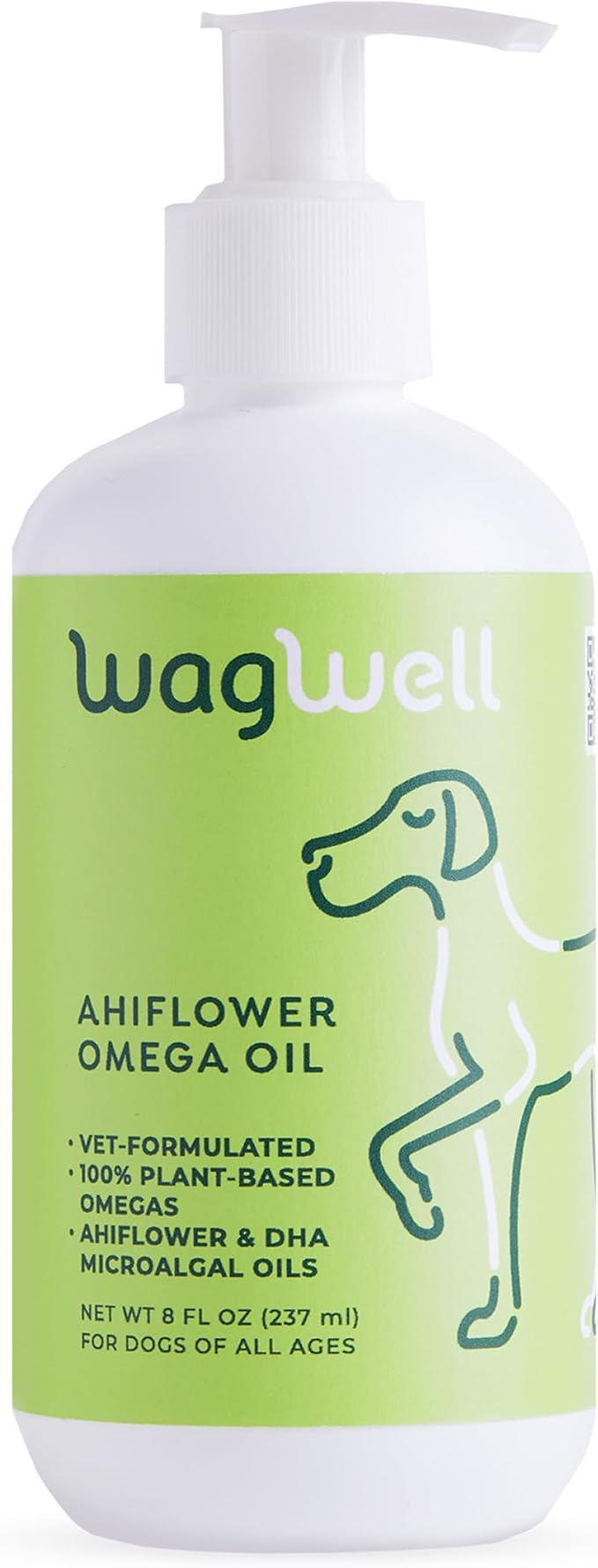 WagWell Ahiflower Omega Oil for Dogs, Plant-Based All Natural (8 fl oz)