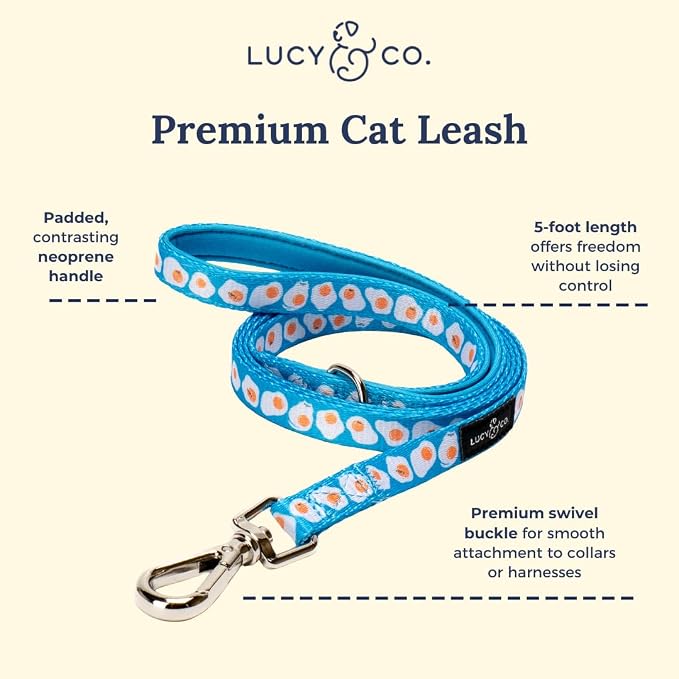 Lucy & Co. Eggcelent Step-in Cat Harness & Leash Bundle – Reflective, Breathable & Adjustable Harness for Cats, Kittens & Small Dogs, Lightweight & Secure and Dual Leash Clips – Medium