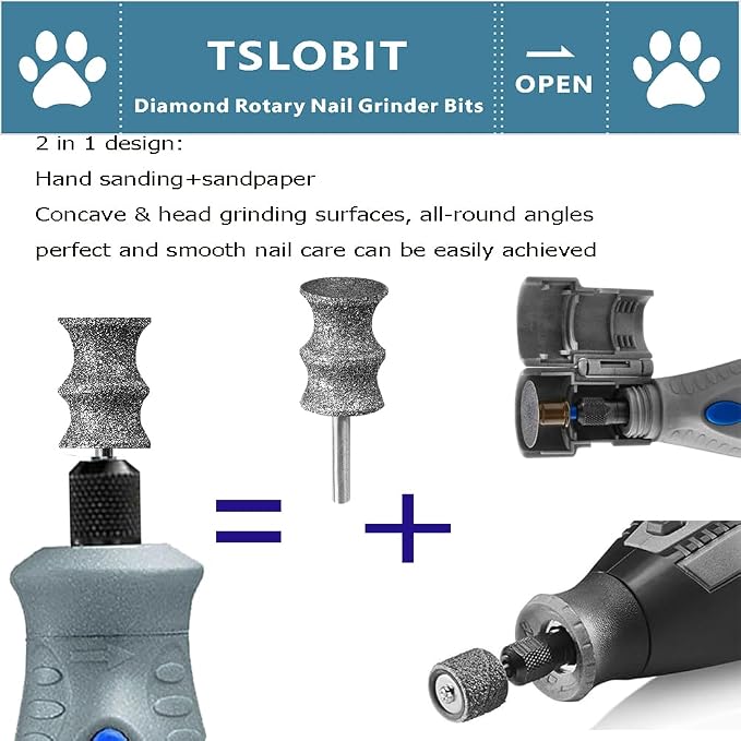 Diamond Dog Nail Grinder Bits, Dremel-Compatible, Large B