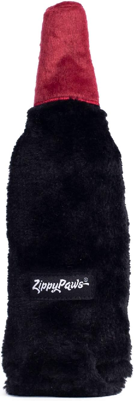 ZippyPaws Happy Hour Crusherz Squeaky Plush Pet Toy for All Breeds - Merlot | Interactive Dog Toys to Keep Them Busy, for Small, Medium, & Large Dogs, Drink Themed Crinkle Water Bottle Toy