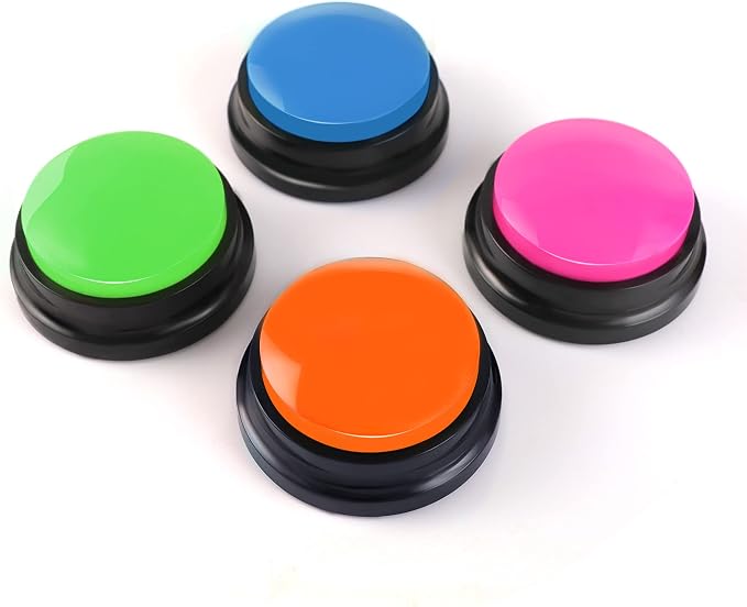 Voice Recording Button, 4 Pack, Rose Red & Dark Blue & Green & Orange
