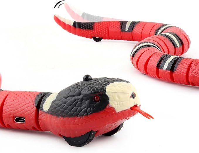 Electric Sensing Cat Toy Snake - Small Pet Toys Automatically Sense Obstacles Interactive Toy Gift, Realistic Rechargeable Tricky Simulation Toy, Snake Cat Toy for Cats Dogs