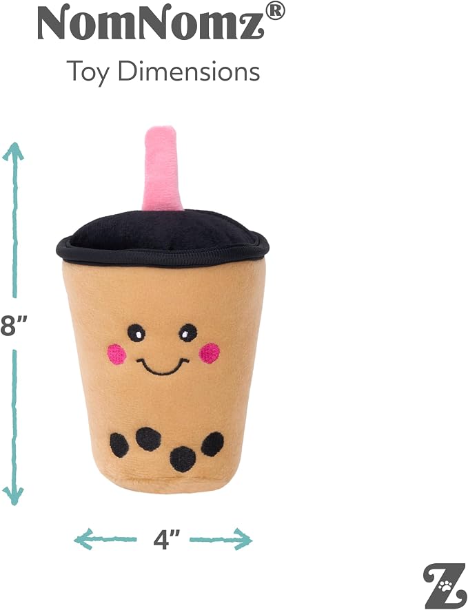 ZippyPaws NomNomz Dog Squeaky Toys to Keep Them Busy - Boba Milk Tea | Funny Food Plush for Small & Medium Dogs, Cute Stuffed Puppy Toy, Pet Products, Gift for Dogs of All Breeds, Soft and Cuddly