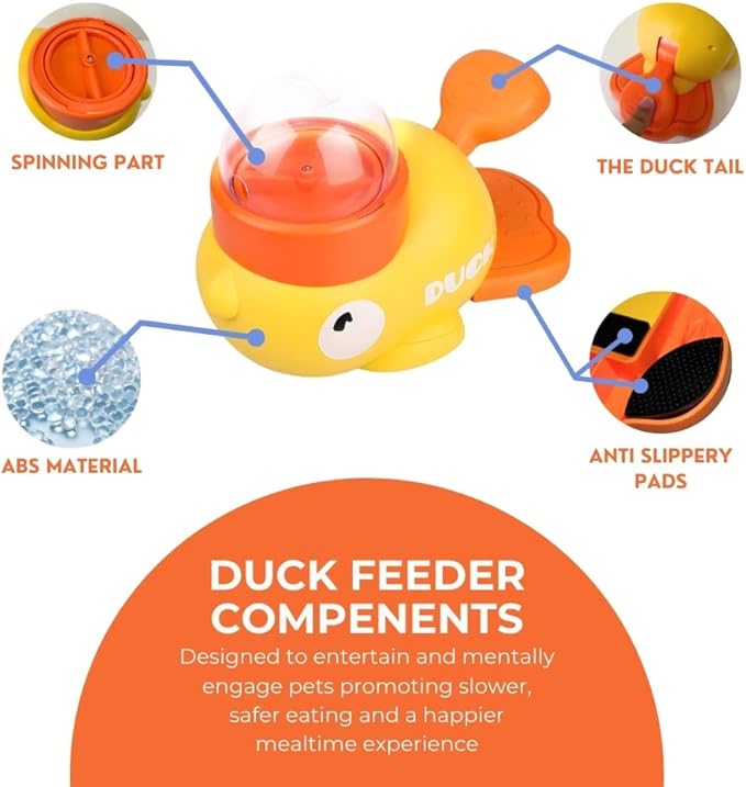 Duck Feeder for Dogs - Anti-Slip Rubber Duck Dog Treat Dispenser - Dog Treat Dispender Toy - Slow Puzzle Feeder Toy for IQ Training, Mental Enrichment for Dogs and Cats