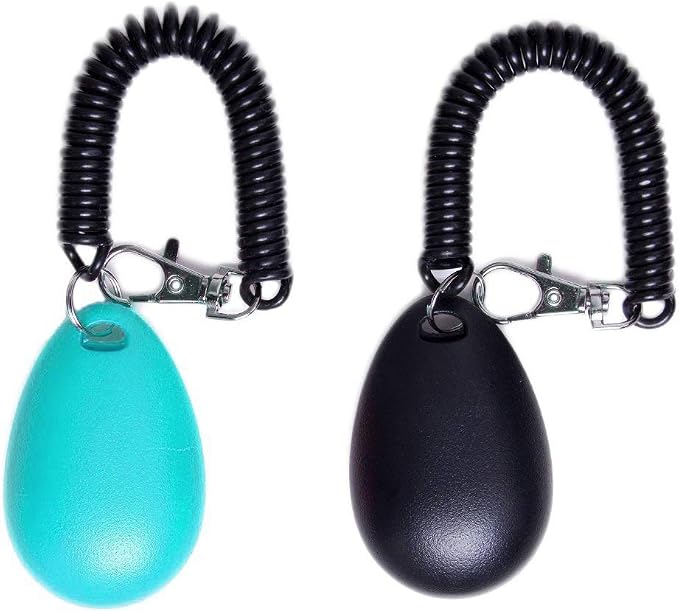 Dog Training Clicker with Wrist Strap, 2 Pack, Black & New Blue