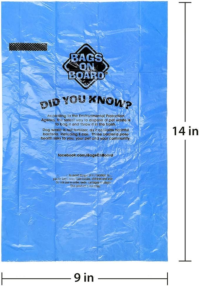 Bags On Board Dog Poop Bags | Strong, Leak Proof Dog Waste Bags | 9 x14 Inches, 315 Blue Bags