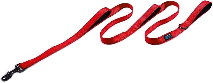 Max and Neo Triple Handle Traffic Dog Leash Reflective - We Donate to a Dog Rescue for Every One Sold (RED)