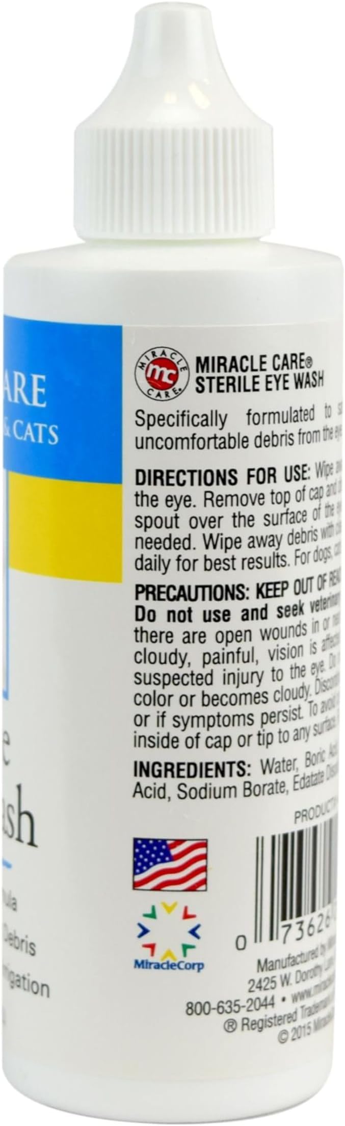 Miracle Care Sterile Eye Wash for Dogs & Cats, 4oz