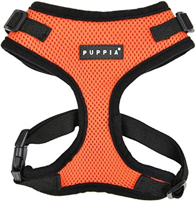Puppia Authentic RiteFit Harness with Adjustable Neck, Orange, Small