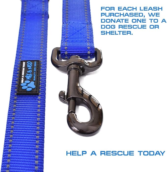 Max and Neo Double Handle Traffic Dog Leash - Reflective, Donates to Dog Rescue (Pink, 6 FT)
