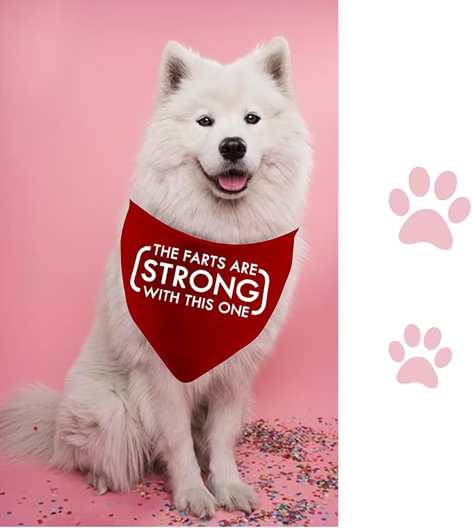 JXGZSO 1 Piece The Farts are Strong with This One Dog Bandana Funny Dog, Red