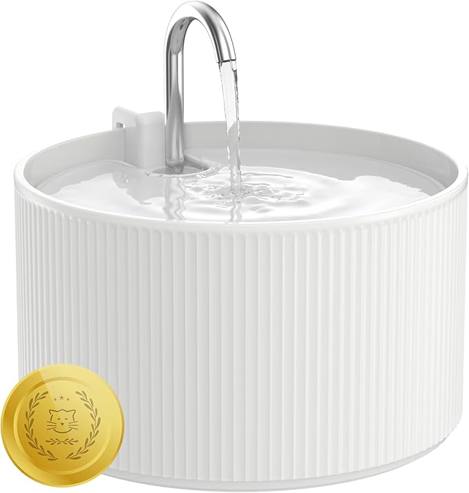 Lawfery 74oz/2.2L Ceramic Cat Water Fountain, Automatic Pet Drinking Fountain for Indoor Cats & Small Dogs, BPA-Free Water Dispenser with Ultra-Quiet Pump, Easy Maintenance