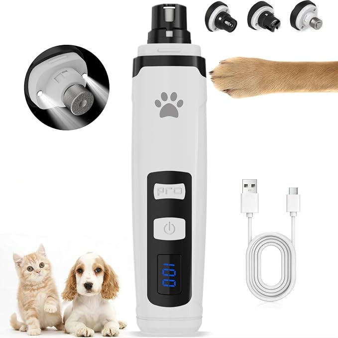 Dog Nail Grinder with 2 LED Lights, 2-Speed