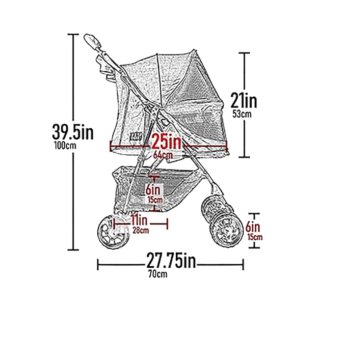 Pet Gear No-Zip Happy Trails Pet Stroller - Pink Diamond