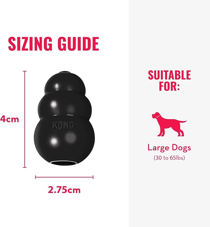 KONG Extreme Dog Toy, Natural Rubber Chew, for Large Dogs (Pack of 2) | Treat-Filling Chew & Fetch Toy with Erratic Bounce, Made from KONG's Most Durable Natural Rubber for Power Chewers