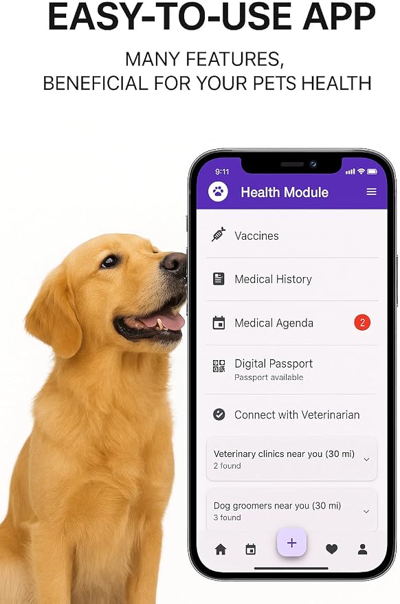 GPS Tracker for Dogs Dogguz – Real Time Pet Location Tracker with App, Waterproof, Long Battery, 1 Year Subscription Included – Sim Card Included - Black