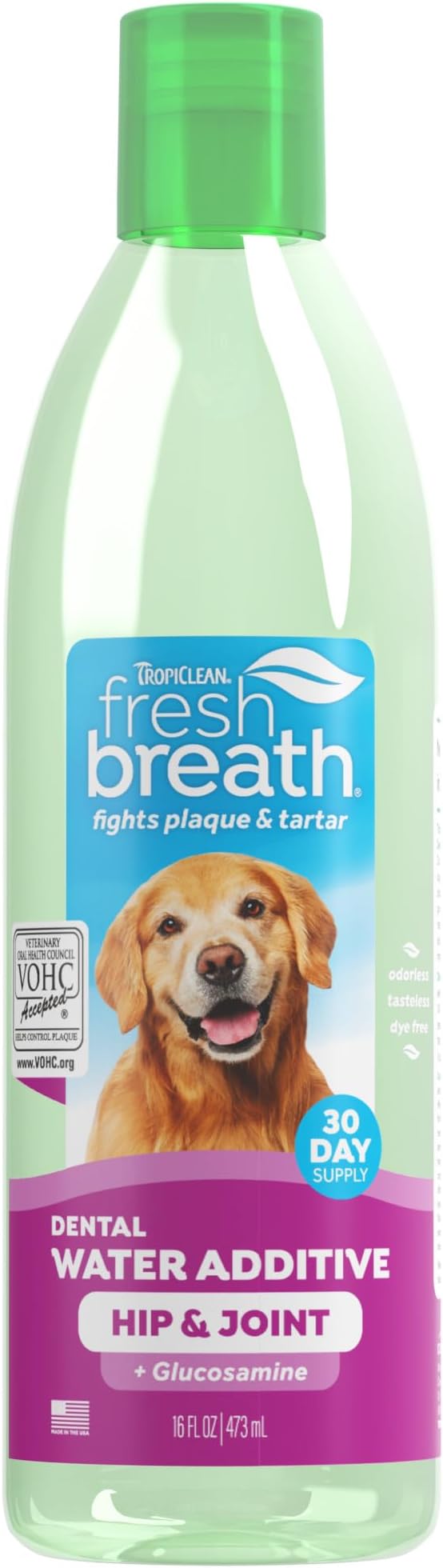 TropiClean Fresh Breath Water Additive for Hip & Joint Support, 16oz