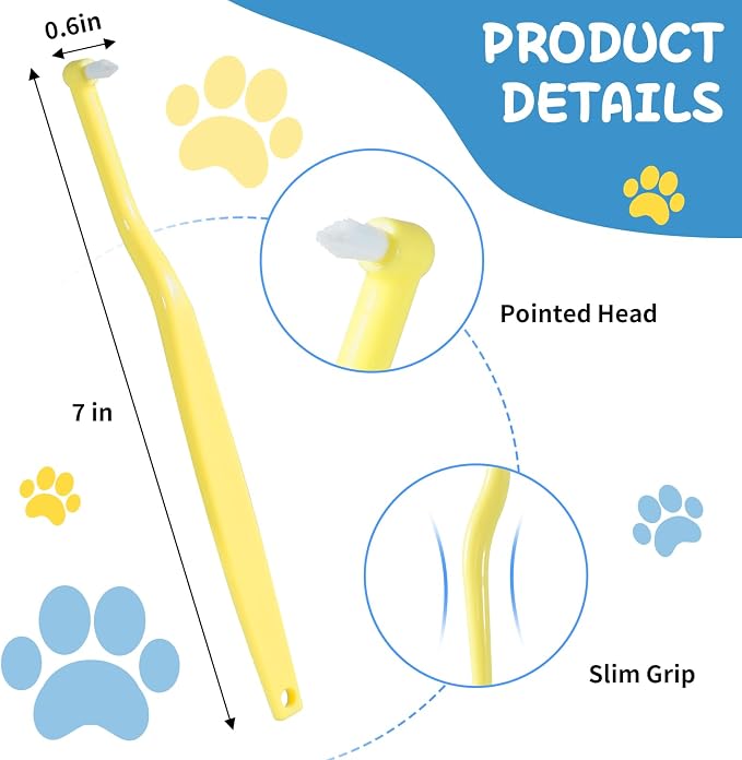 E.M&S.T by Emmeliestella Small Dog & Cat Toothbrush Horizontal Head, Cat Dental Care, Dog Tooth Brush, Oral Hygiene, Easy Handle, Deep Clean, Soft Bristles, Multi-Angle, Pointed Toothbrush, 3PCS