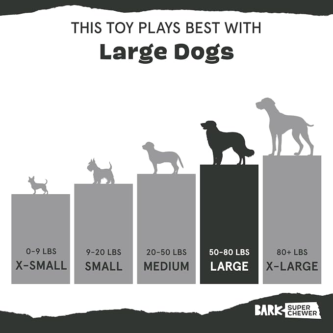 BarkBox Go Mango Tough Squeaky Rubber Dog Toy - Large | Candy-Scented, Durable Design for Long-Lasting, Squeaky Fun - Breeds