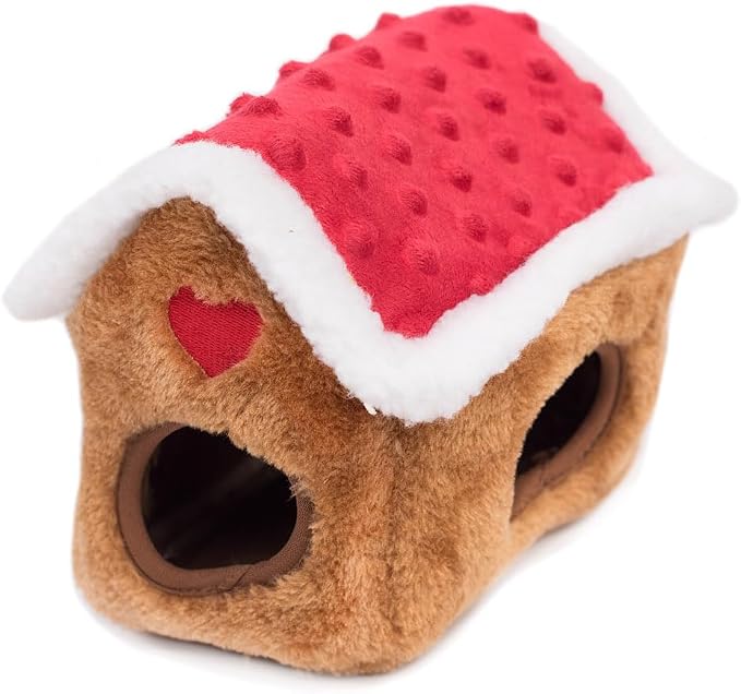 ZippyPaws Burrow- Interactive Dog & Puppy Toys for Boredom, Stimulating Pet Products to Keep Them Busy, Hide & Seek Plush Dog Puzzle, Enrichment Squeaky Toy, For Small & Medium Dogs- Gingerbread House