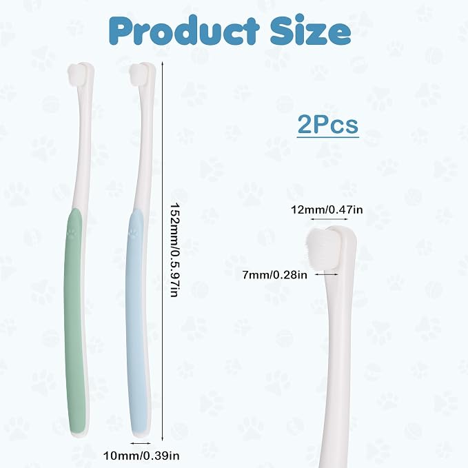 2 Pcs Toothbrush for Small Dogs, Cat Tooth Brush Soft Bristles Kitten Toothbrush Deep Dental Teeth Cleaning for Puppy, Kitten, Cats