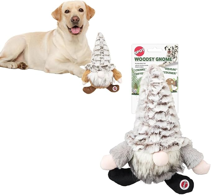 SPOT Woodsy Gnome Dog Toy - Soft, Stuffed, Squeaky, Plush Fabric Toy for Medium and Large Dogs and Puppies, Enrichment for Light Chewers and Cuddlers, 12in, Assorted Colors