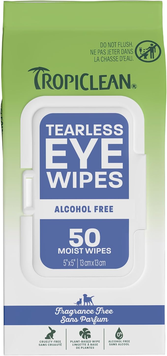 TropiClean Tearless Dog Eye Wipes, 50ct