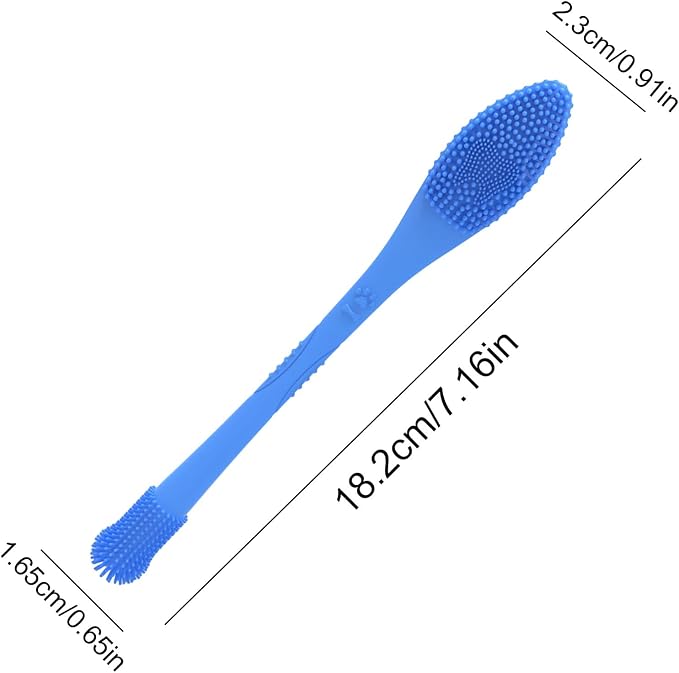 2 Piece Dog Toothbrush with Dual Head,Silicone Long Handle Toothbrush for Dogs Cats,Puppy Pet Tooth Brush (Royal Blue)