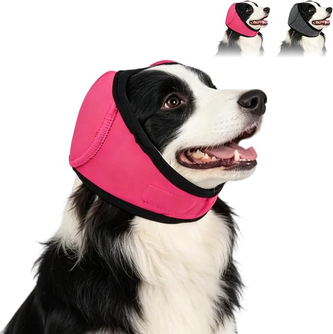 Noise Cancelling Ear Wrap, Dog No Shake Ear Wraps, Comfortable Quiet Dogs Calming Hoodie, Adjustable, Effectively isolates Noise from Fireworks, Thunder, and Vacuum Cleaners (Magenta, L)