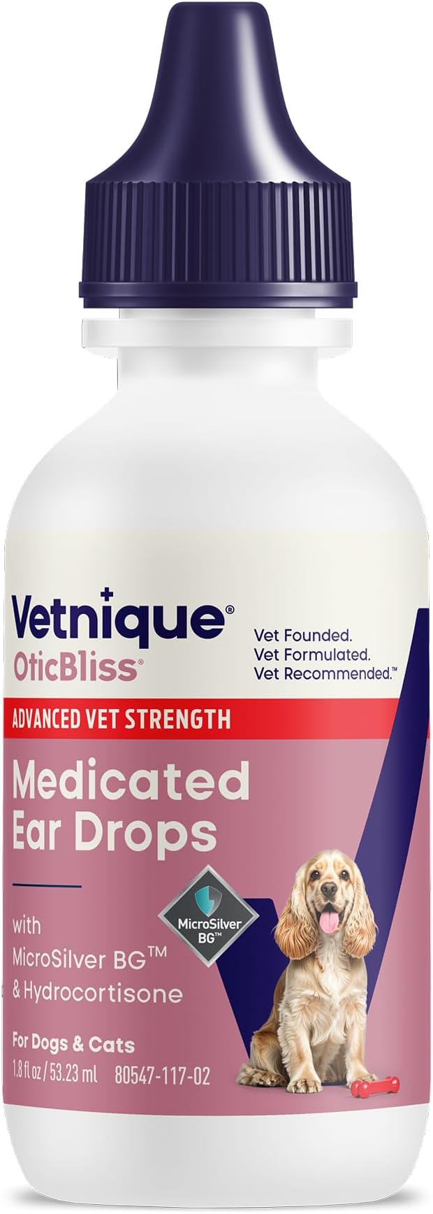 Vetnique Oticbliss Dog Ear Infection Treatment with MicroSilver BG
