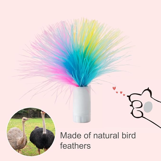ORSDA 12Pcs Feathers Replacement and Soft Furry Accessories ONLY Fits T65/T68 Model, Interactive Toys for Indoor Cats-NOT fits for Other Brand Toys