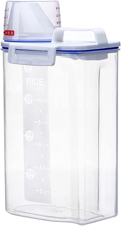 GAORUIFENG 2pcs Pet Food Storage Container for Cats and Dogs, Food Storage Container with Measuring Cup, Airtight, Vacuum, Lightweight, 2L
