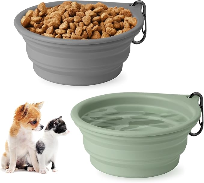 Collapsible Dog Bowls, 2-Piece Puppy Bowl Set