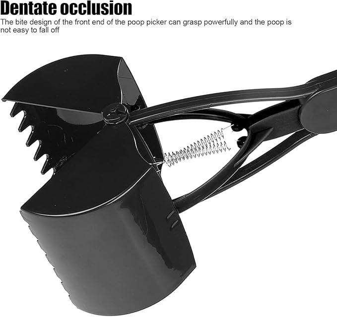Long Handle Portable Pet Pooper Scooper, Portable Pet Sanitary Toilet Dog Cat Waste Picker Tool for Large Dogs, Puppies, Cats(All Black)