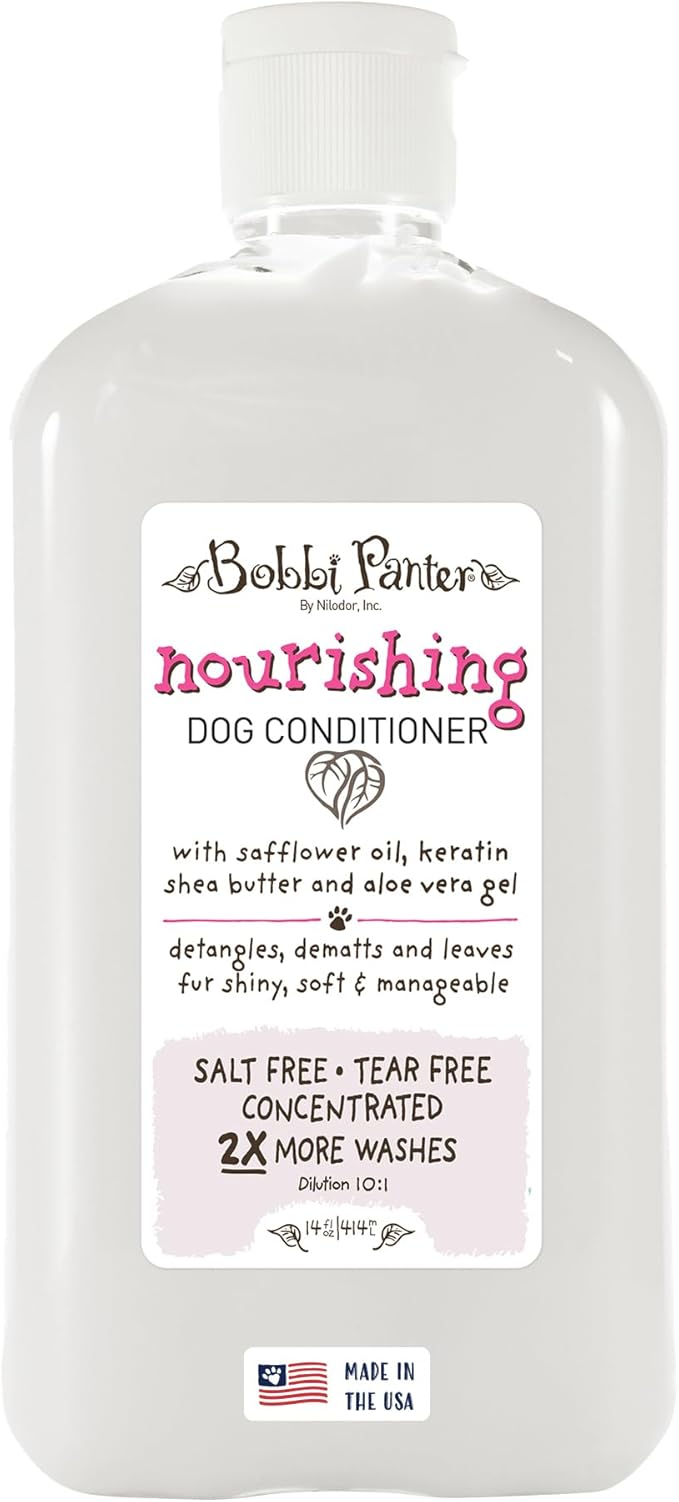 Bobbi Panter Nourishing Dog Conditioner Safflower Oil, Keratin, Shea Butter & Aloe Vera – Detangling Natural Formula for Soft, Smooth & Manageable Coat, 10:1 Concentrate, 14 oz (Case of 12)