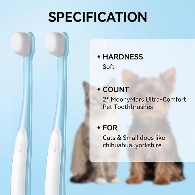 2 Pcs Puppy Toothbrush, Ultra Soft Mini Head Toothbrush for Small Dogs & Soft Dog Toothbrushes, Deep Dental Cleaning for Puppies, Kittens & Tiny Pets (Light Bue)