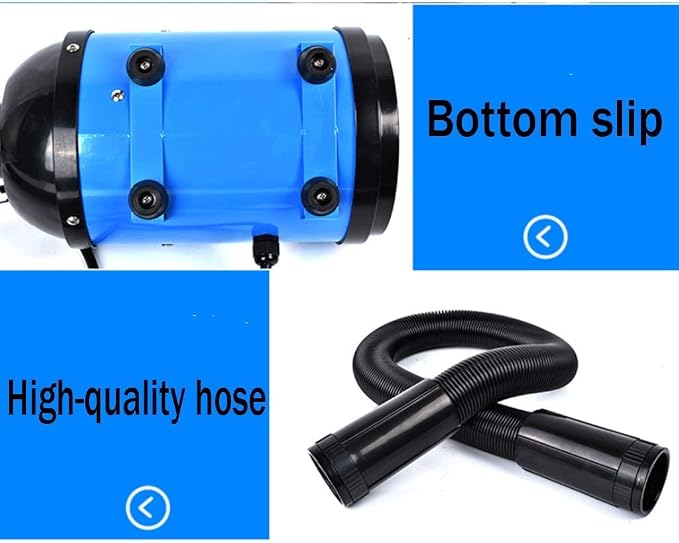 Dog Hair Dryer Dog Grooming Blaster 2600W Dogs Hairdryer, Low Noise 50Db Professional Blower with Gear Temperature and Flexible Hose for Cats and Pets Large and Small (Color : Blue)