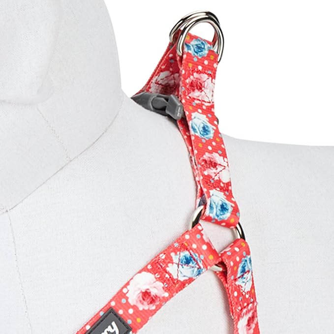 Blueberry Pet 9 Patterns Step-in Spring Scent Inspired Rose and Polka Dot Print Brink Pink Dog Harness, Chest Girth 16.5" - 21.5", Small, Adjustable Harnesses for Dogs