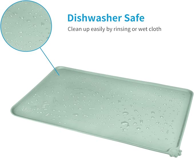 AUDWUD Silicone Waterproof Pet Feeding Mats,Anti Slip Bowl Pad,Dog Mat for Food and Water