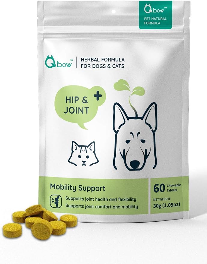 Natural Herbal Hip & Joint Supplements for Dogs & Cats – Holistic All-Natural Herb Blend Joint Supplement Aids Pets with Arthritis, Joint Stiffness, Inflammation, Cartilage Breakdown Pain Relief. 60ct