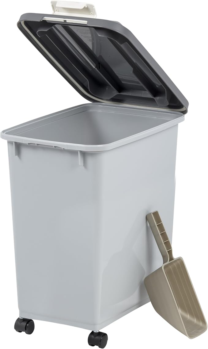IRIS USA Dog Food Storage Container, Up to 30 lbs, Gray/Dark Gray